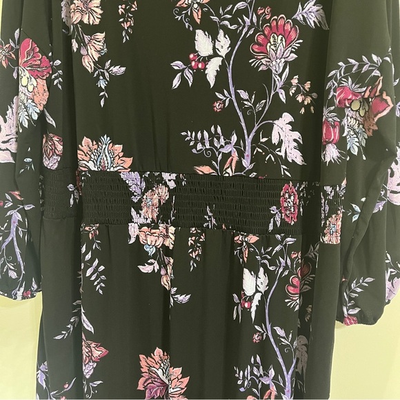 LulaRoe Women Evelyn Maxi Dress Bracelet-length Sleeves Black Purple Floral 2XL - Picture 3 of 13